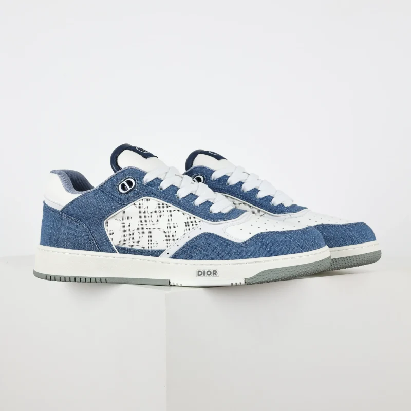 B27 Uptown Low-Top-Sneaker Weißes, glattes Kalbsleder und Blauer Denim4 2