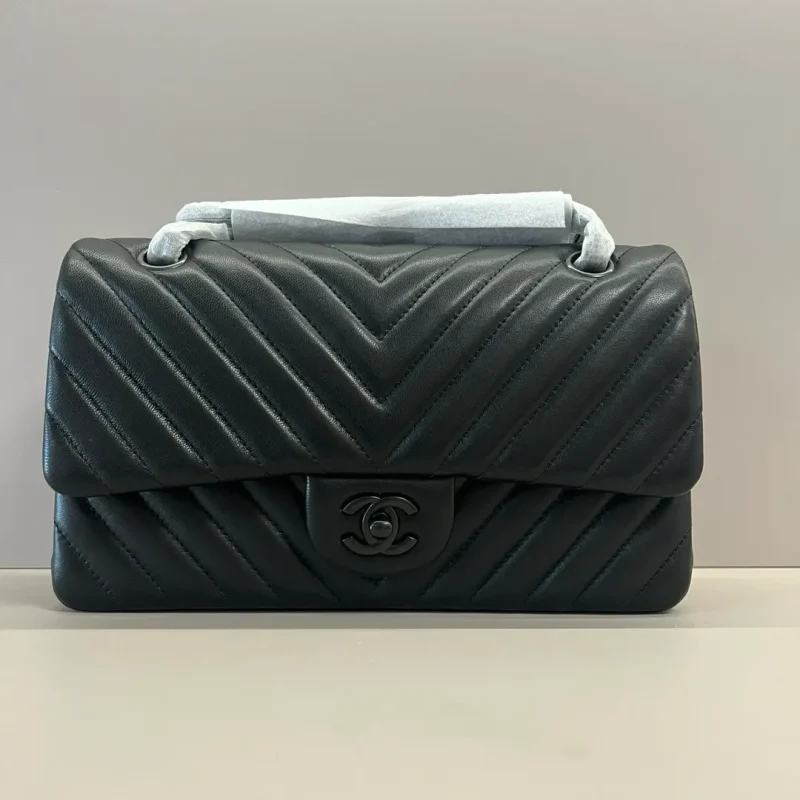 CF small ball pattern women's bag 25cm black sheepskin