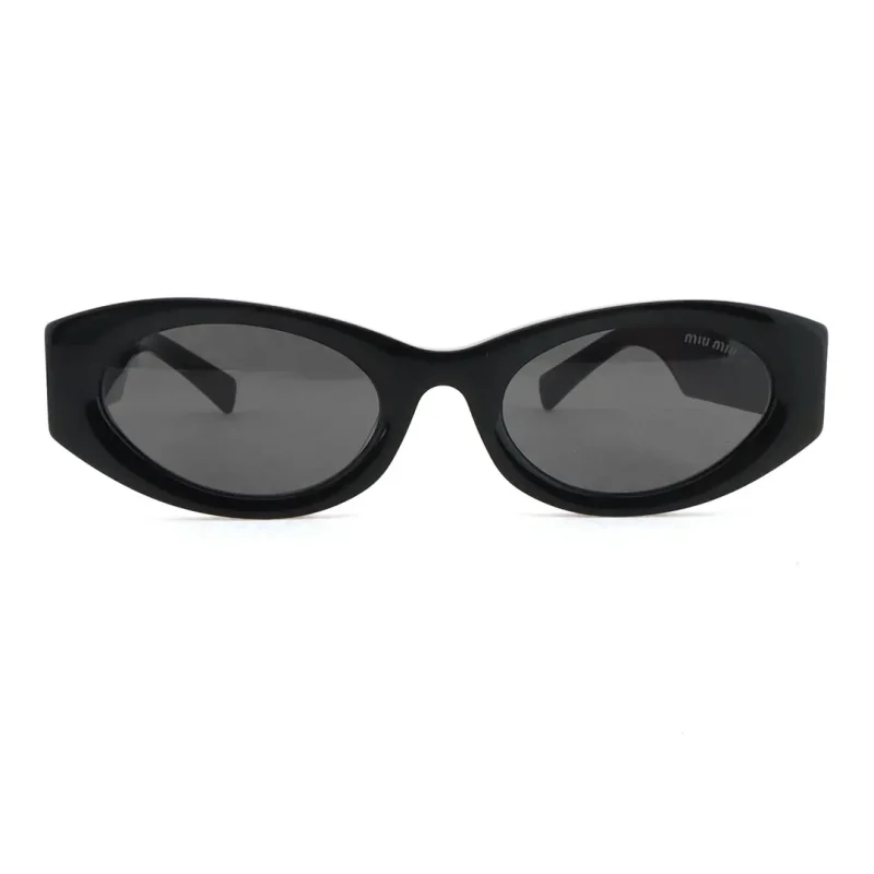 Cat-eye small round frame sunglasses, black and gold