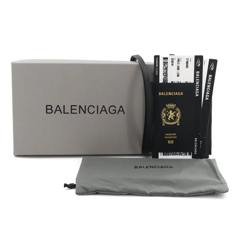 Balenciaga old leather zipper passport bag