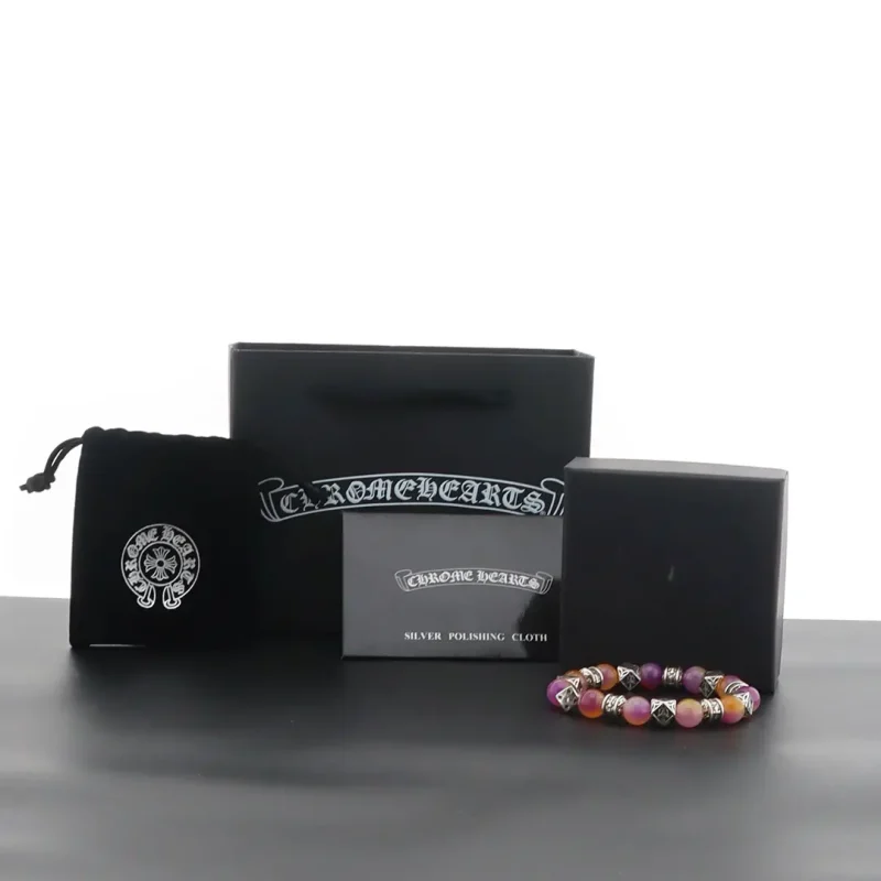 Chrome Hearts Bracelet 8mm Pink Purple and Orange