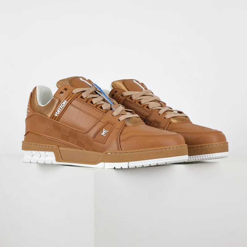Trainer Sneaker Cognac Brown Damier-Embossed Calfskin