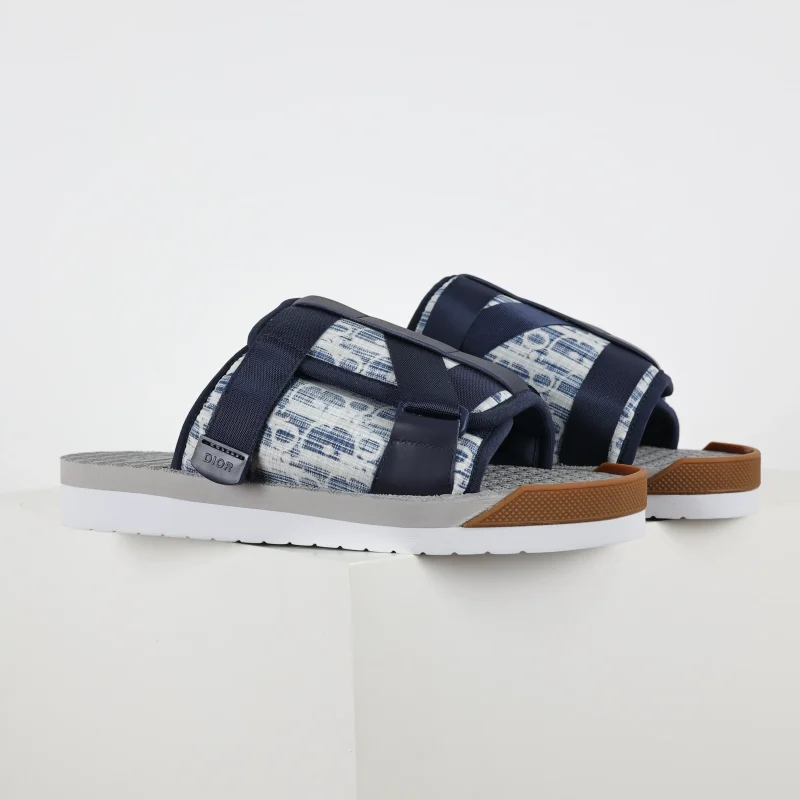 Blue closed-toe slippers