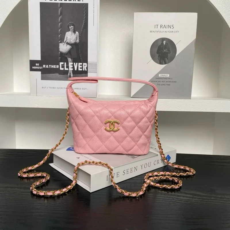 25P Handbag Lunch Box Bag Calfskin Pink