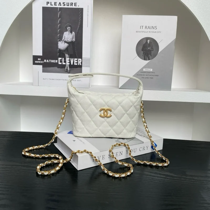 25P Handbag Lunch Box Bag Calfskin White