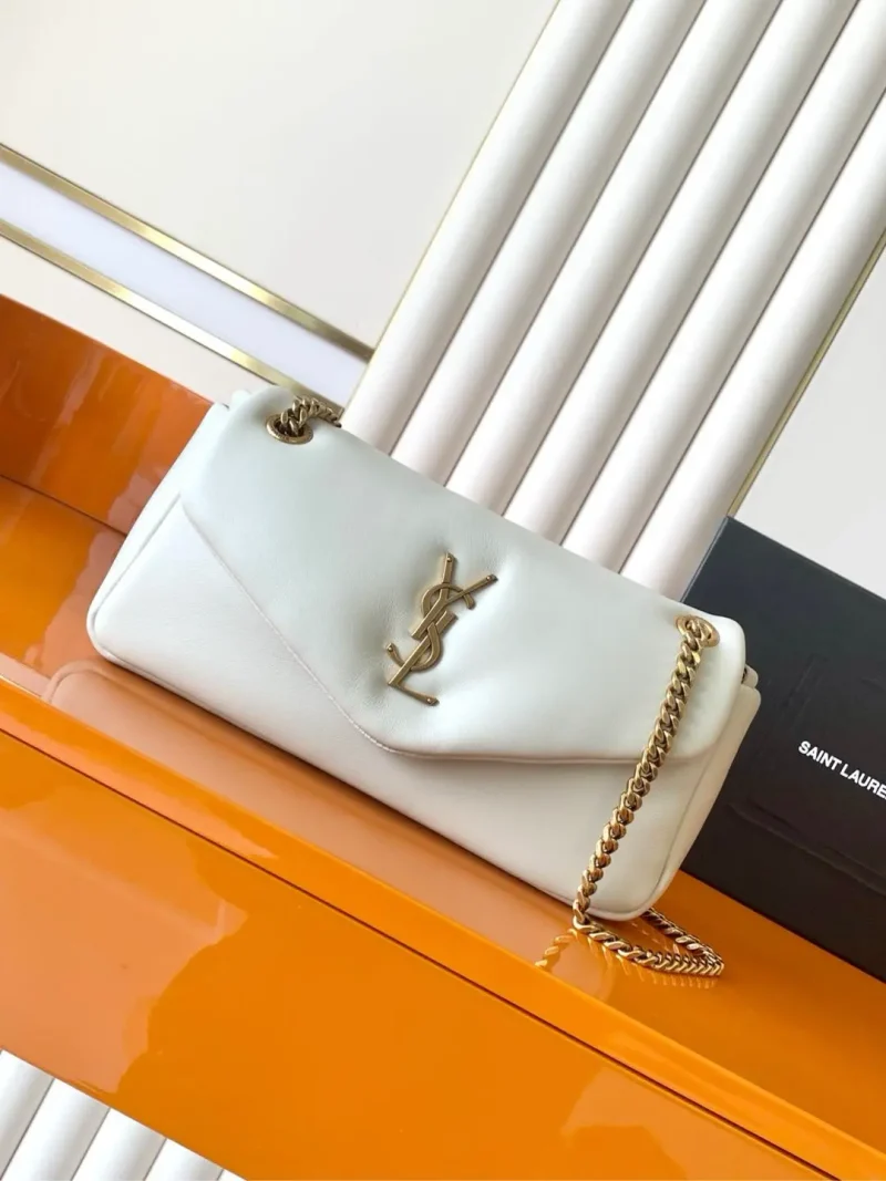 White lambskin chain bag
