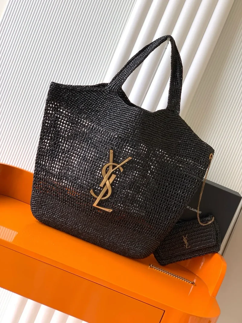 Woven shopping bag black