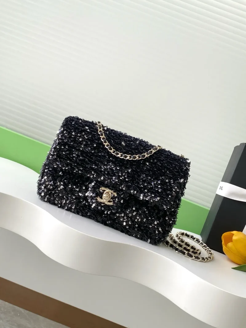 CF super shiny sequins bag black