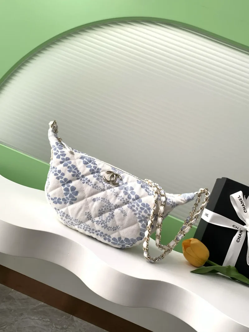 Beach bag waist bag blue and white
