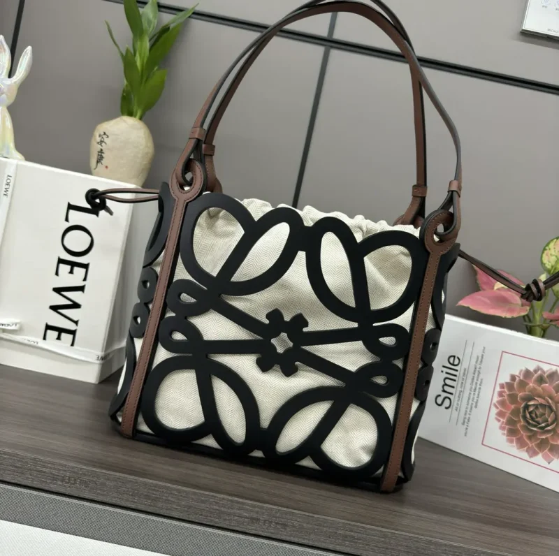 Small Hollow Out Calf Leather Anagram Tote