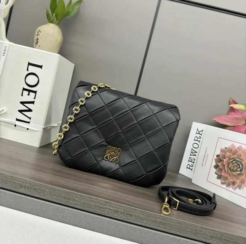 Sheepskin Puffer Goya Handbag 23*9*17cm Black