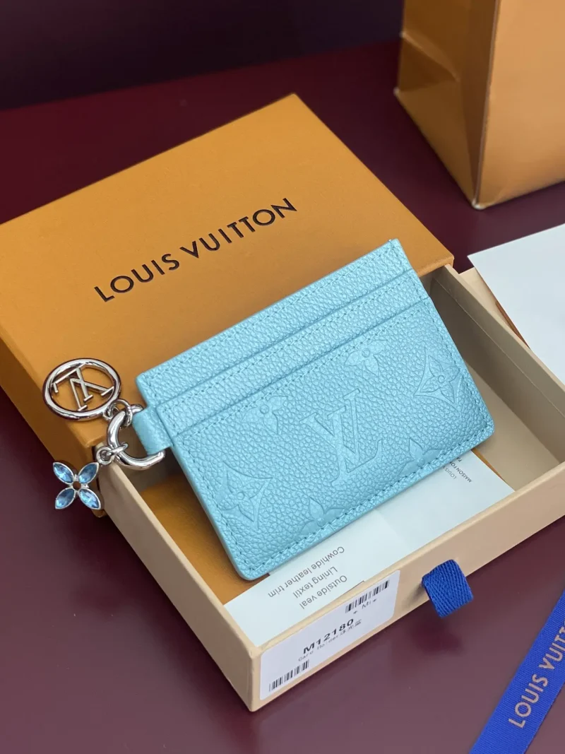 Business Card Holder Pearlescent Blue Monogram 10.2 x 7.3 x 0.3 cm (length x height x width)
