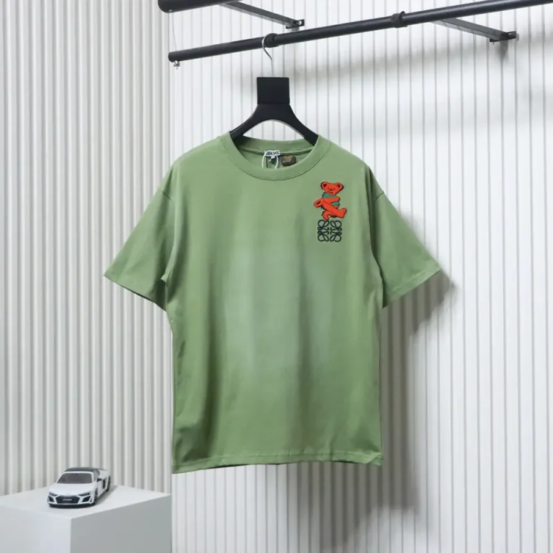 Green Grateful Bear Embroidered T-Shirt