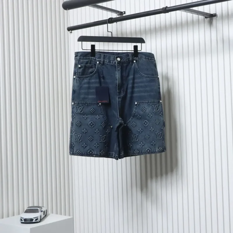 Blue Monogram Carpenter Denim Shorts