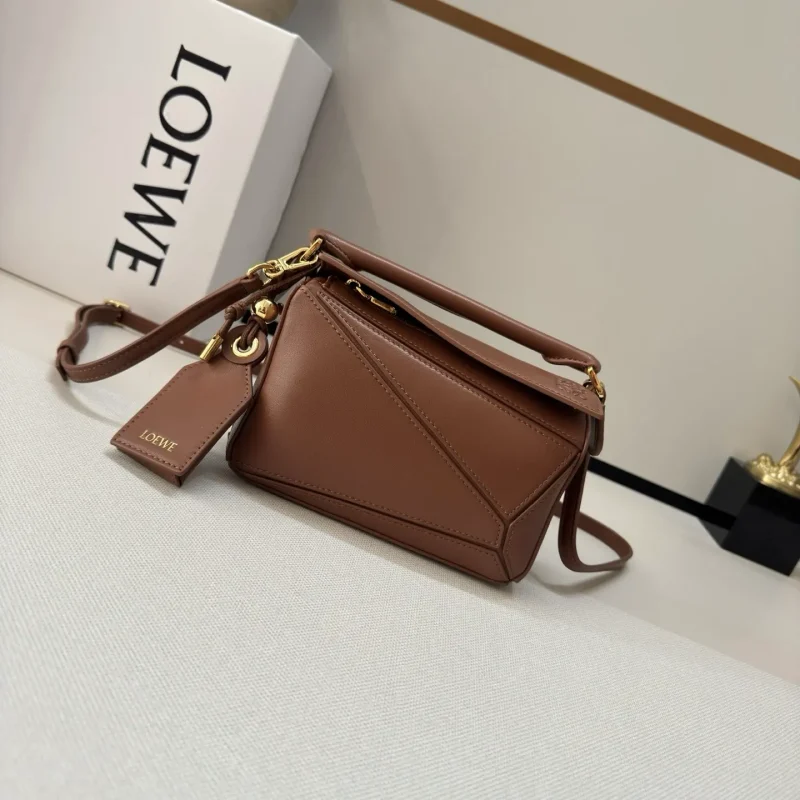 Mini Nappa Featherlight Puzzle Handbag Brown 17.5*7.5*12.5CM