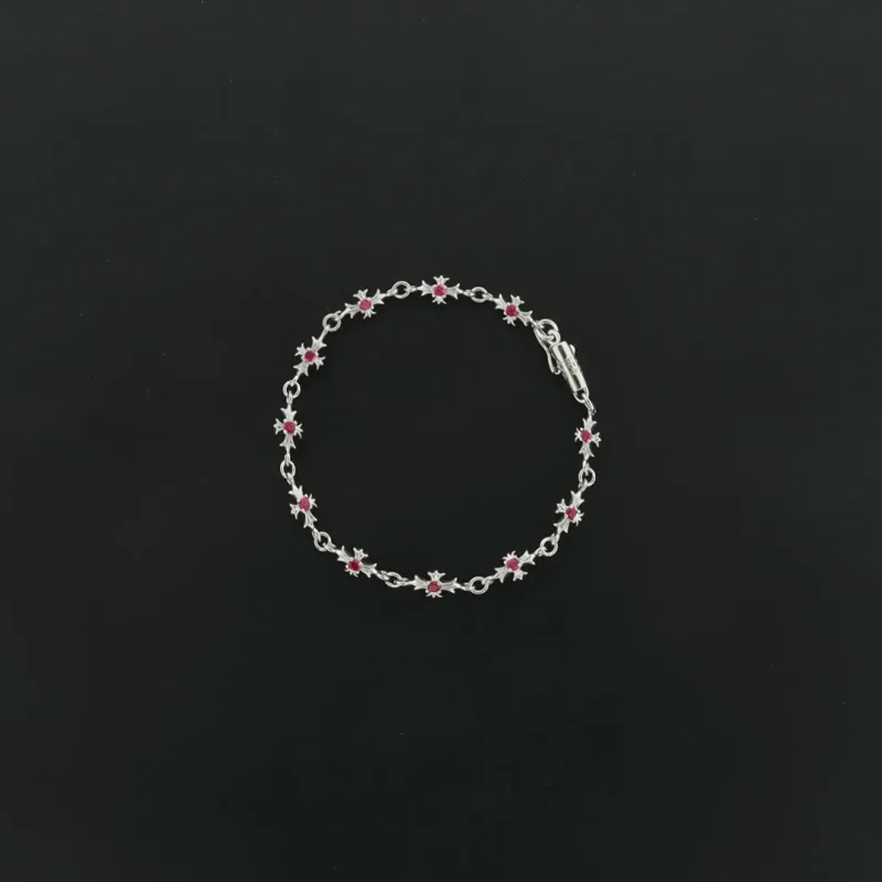 Silbernes Diamantkreuzarmband Rot