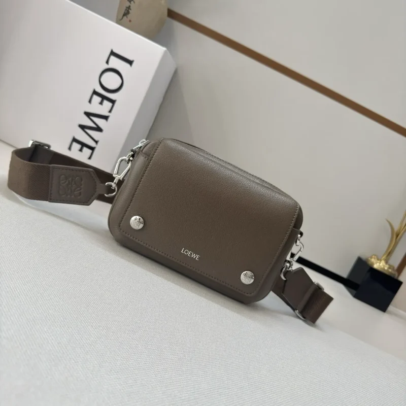 Small soft grained cow leather Pebble messenger bag 20*6*12.5 brown