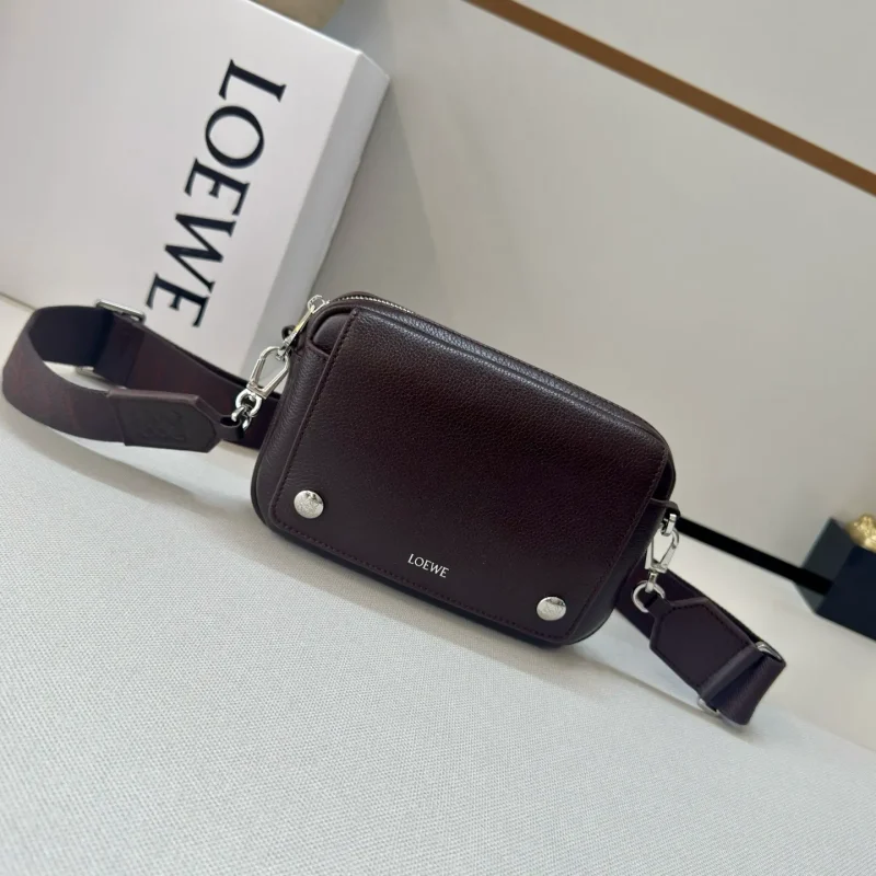 Small soft grained cow leather Pebble messenger bag 20*6*12.5 dark red
