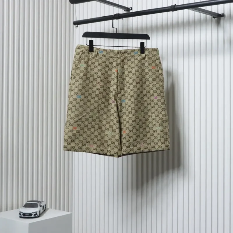Beige GG Supreme Monogram Shorts