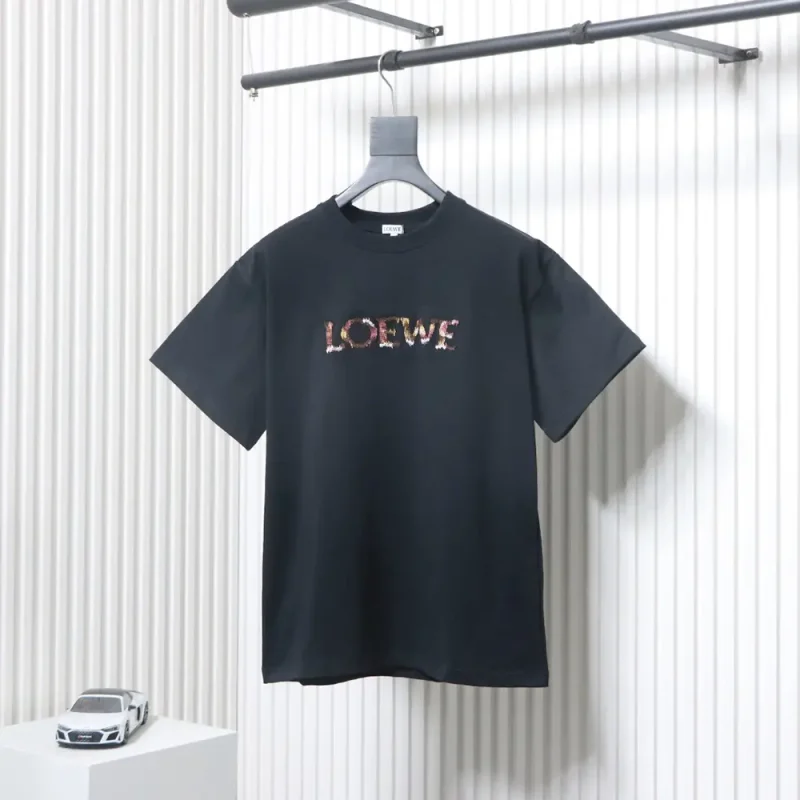 Floral Pattern Logo Black T-Shirt