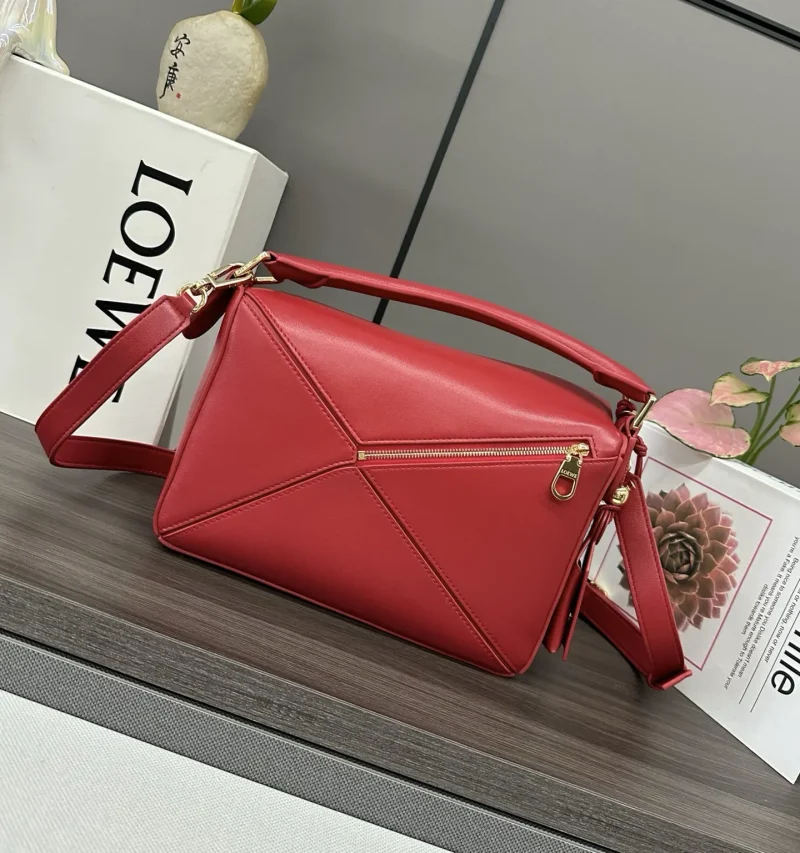 Small Nappa leather Featherlight Puzzle handbag size: 24*10.5*16.5cm dark red