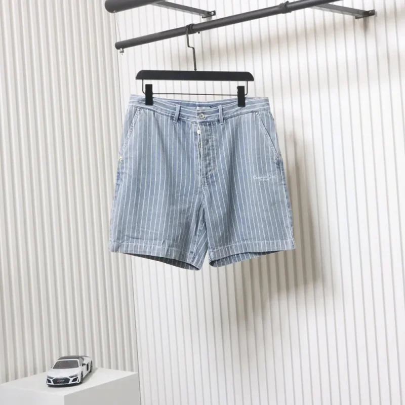 Striped Denim Shorts