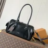 Black old fashioned sheepskin tote bag