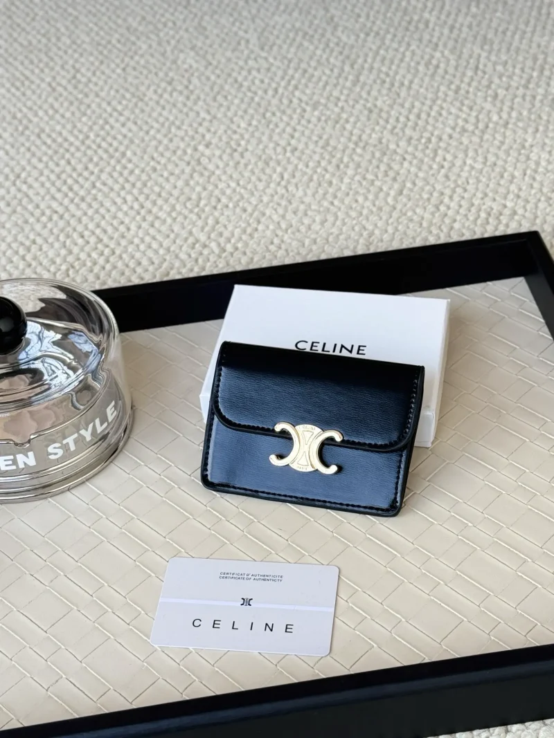 Celine snap button card holder black
