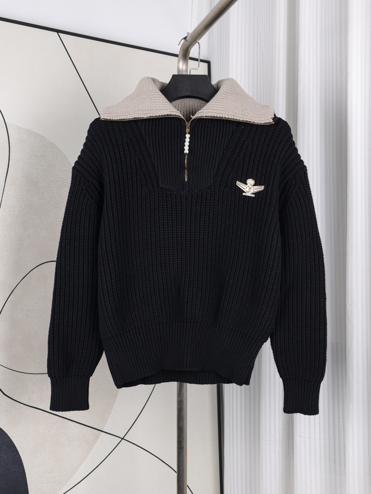 Chunky Wool-Blend Half-Zip Pullover