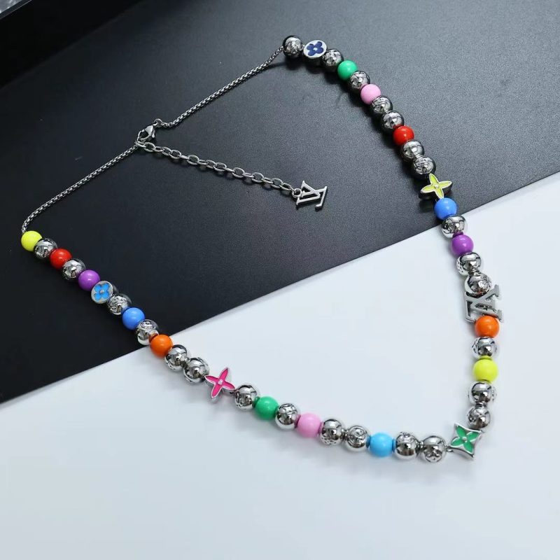 Colorful beaded lobster clasp necklace