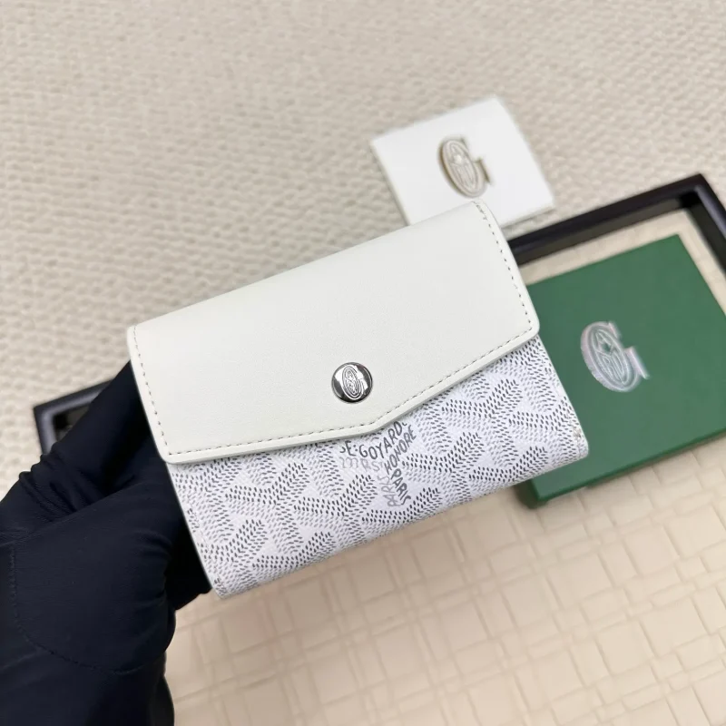 Goya tri-fold colorblock wallet and card holder in white and purple