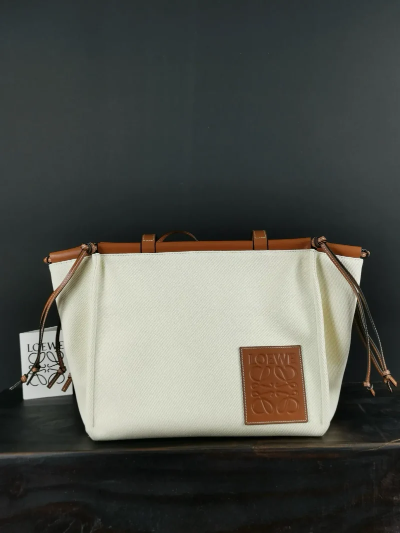 Canvas Calfskin Tote Bag, Small