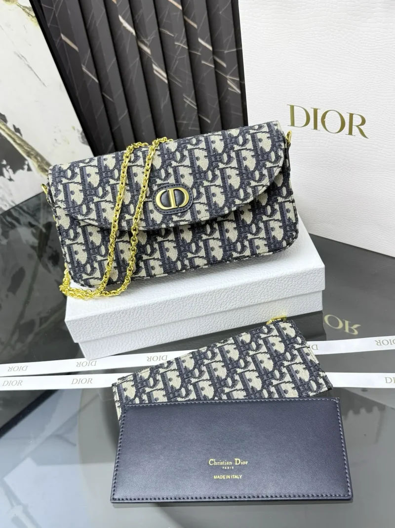 Monogram Flap Chain Underarm Bag Blue