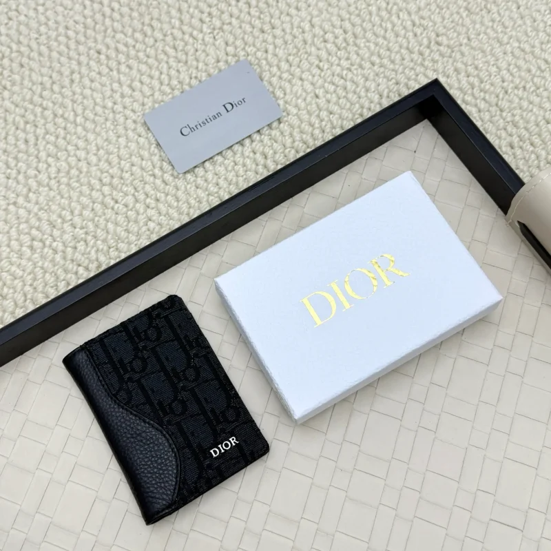 Bifold leather business card holder card holder 6 black old flower