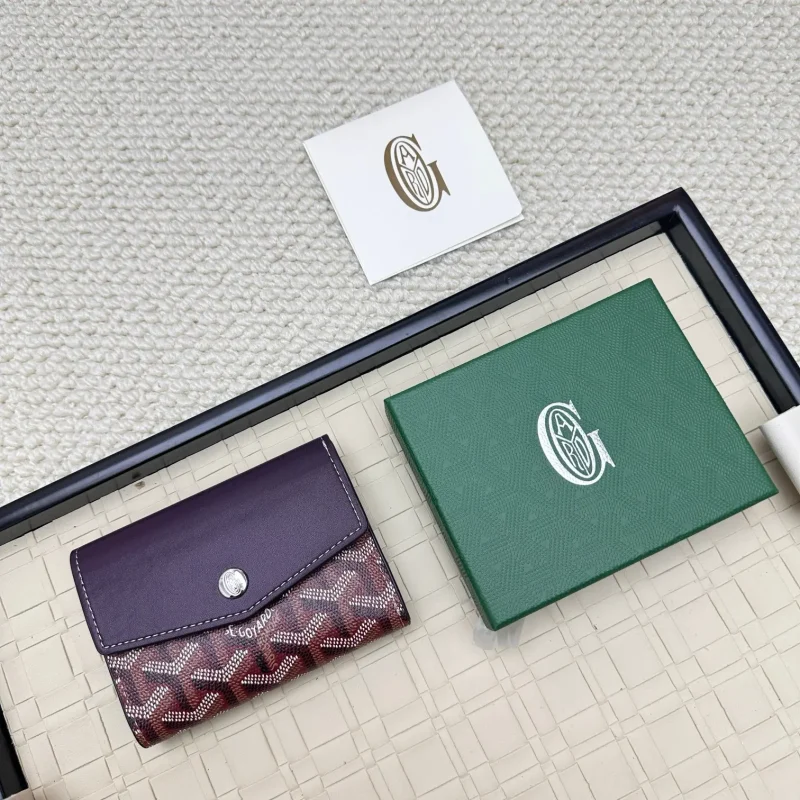 Trifold Colorblock Wallet and Card Holder Purple