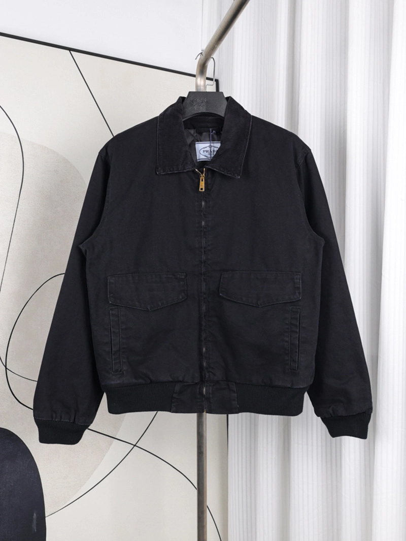 Distressed Padded Jacket with Back Logo