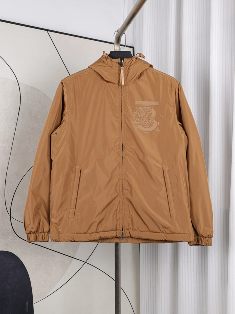 Solid Logo Print Hooded Jacket