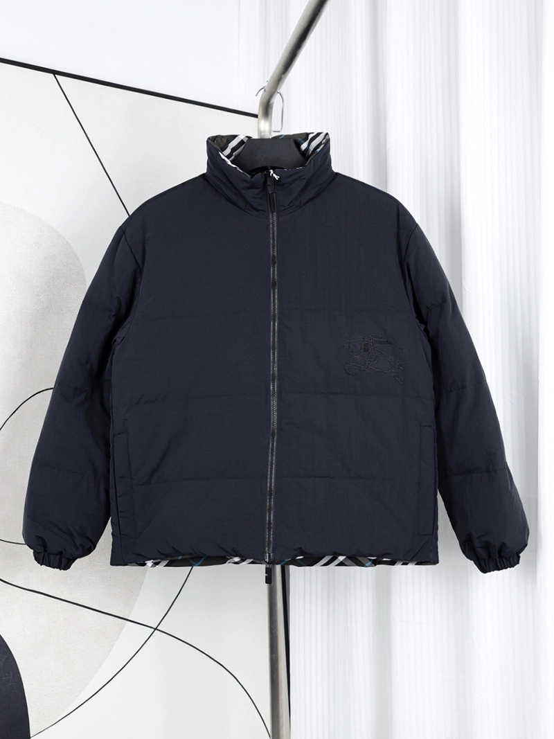Reversible Logo Plaid Down Jacket