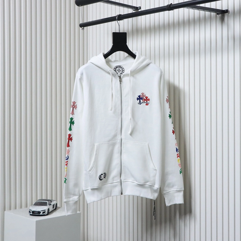 Colorful Cross Print Zip-up Hoodie