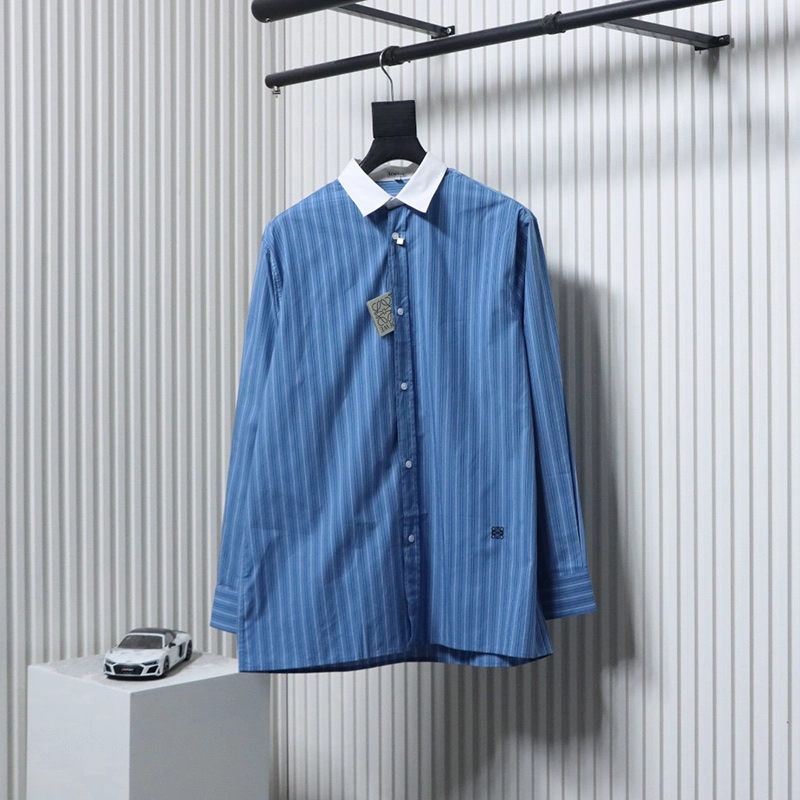White Collar Striped Shirt