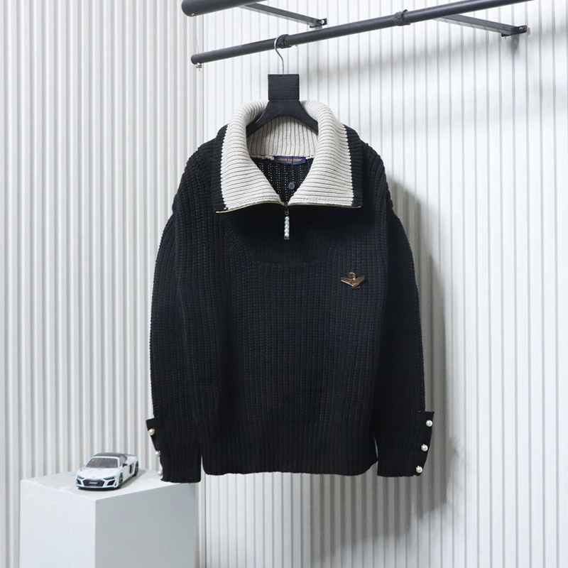 Wool and Sheep Blend Half-Zip Pullover Sweater
