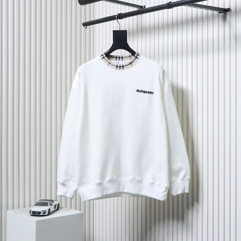 Plaid Collar Panel Embroidered Sweatshirt