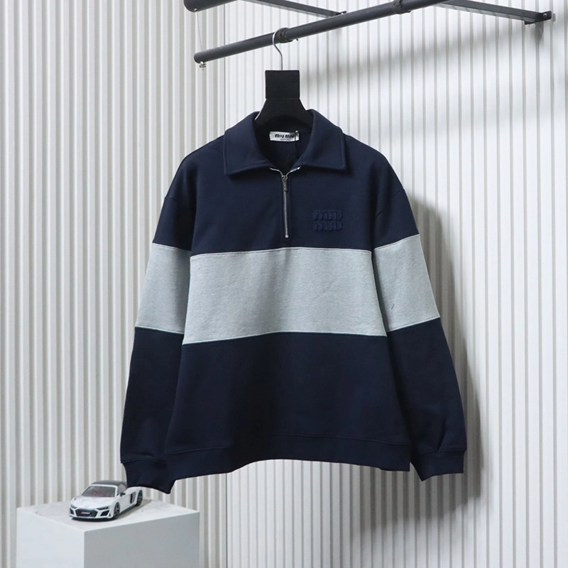 Blue-Gray Half-Zip Polo Sweatshirt