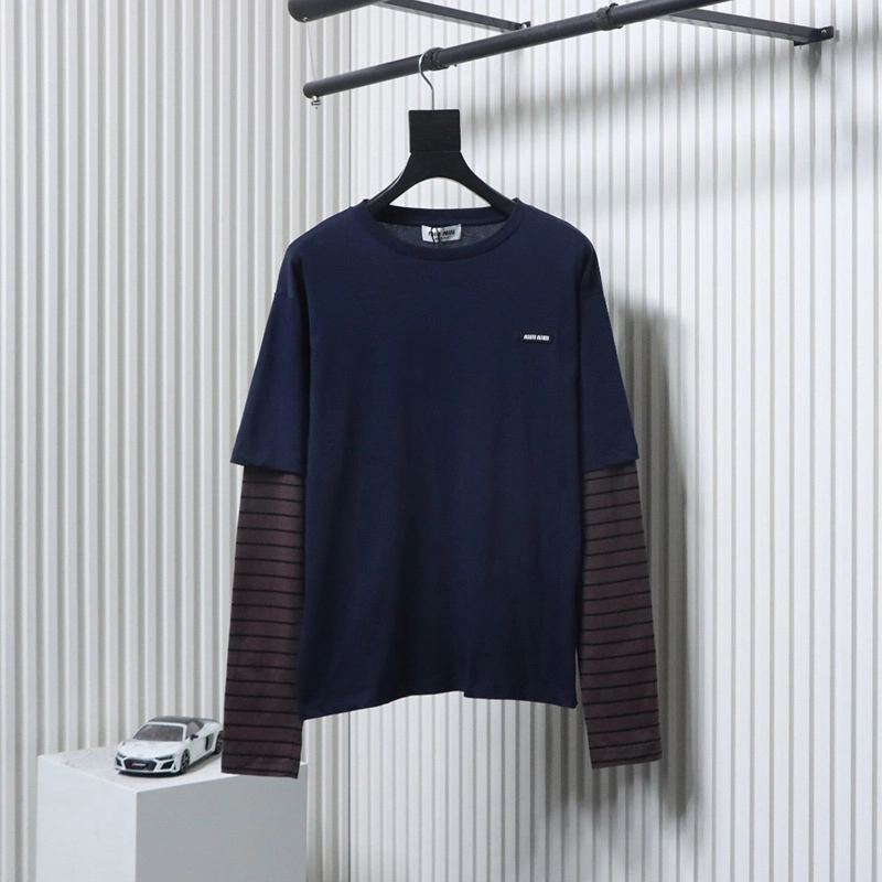 25fw Faux Two-Piece Striped T-Shirt