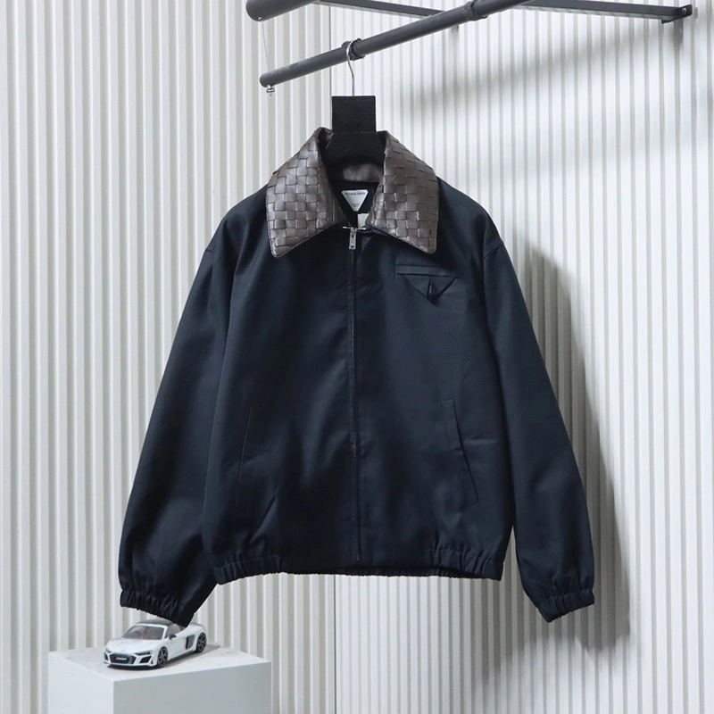 Woven Leather Collar Jacket