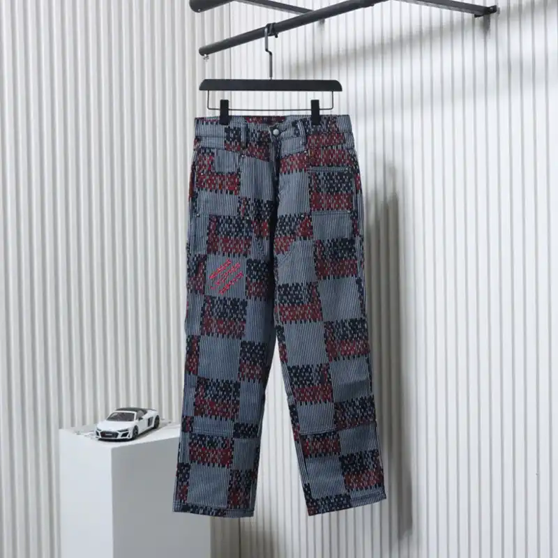 Red and Black Checkerboard Jeans