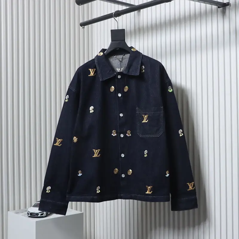 Monogram Embroidered Logo Denim Jacket