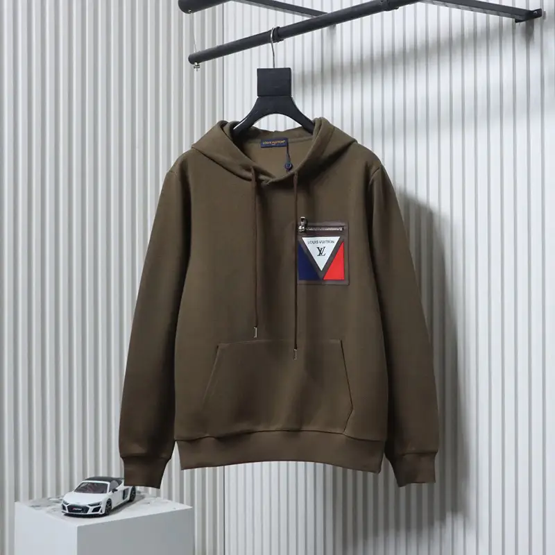 Zipper Faux Pocket Logo Hoodie