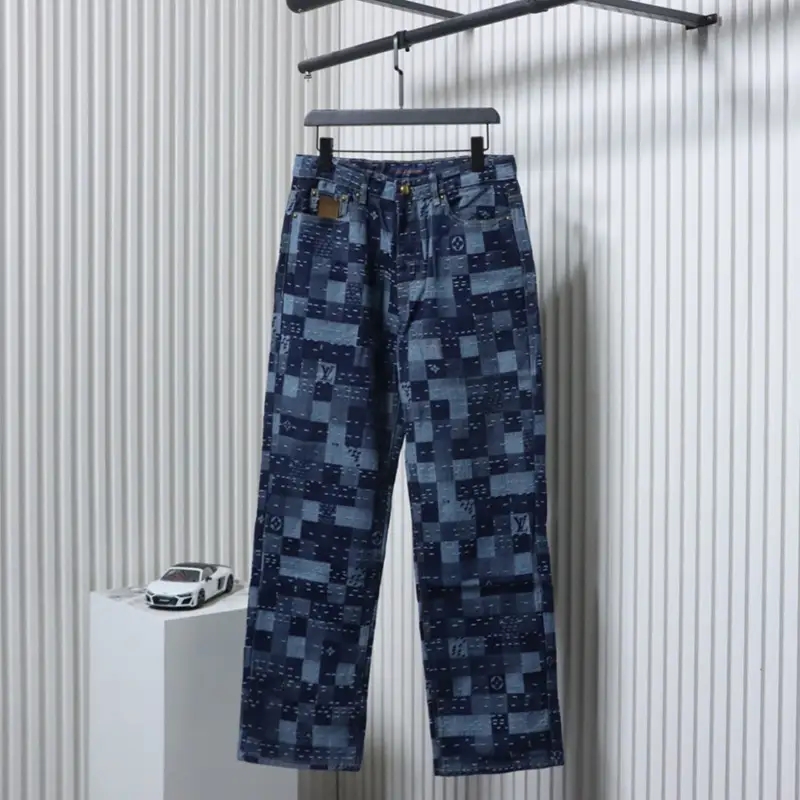 Nigo Co-branded Patchwork Plaid Denim Pants