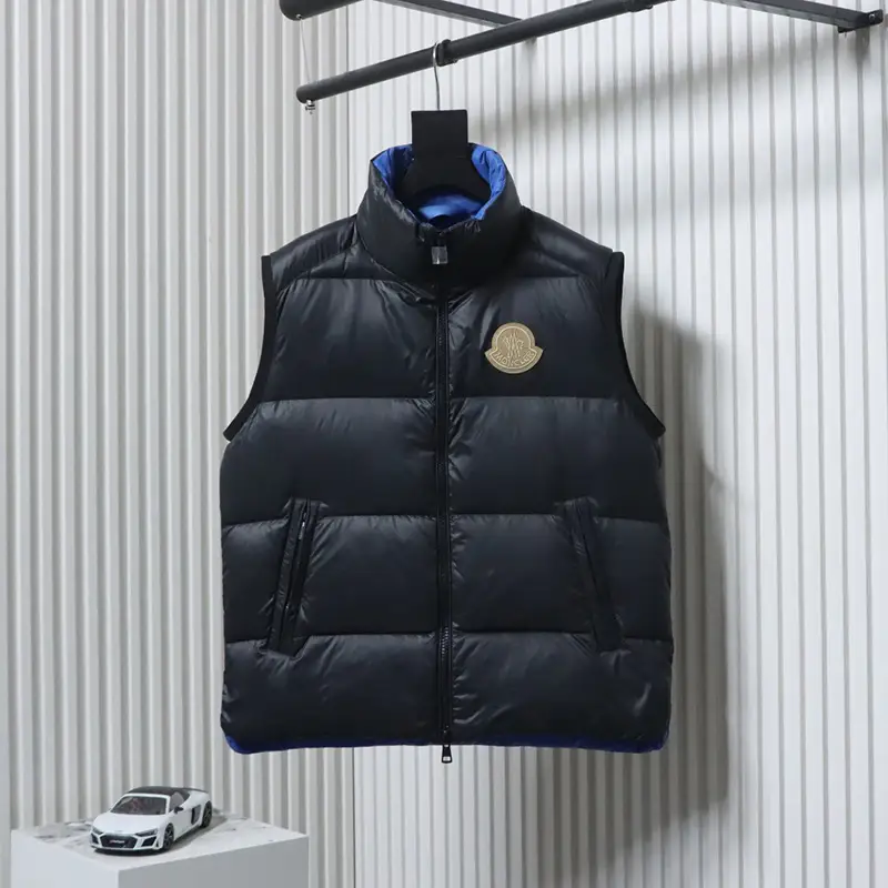 Colorblock Blue Plaid Down Vest